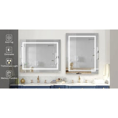 40"x24" LED Bathroom Mirror – Frontlit & Backlit Smart Vanity Mirror with Dimmable Lights, Anti-Fog, and Memory Settings