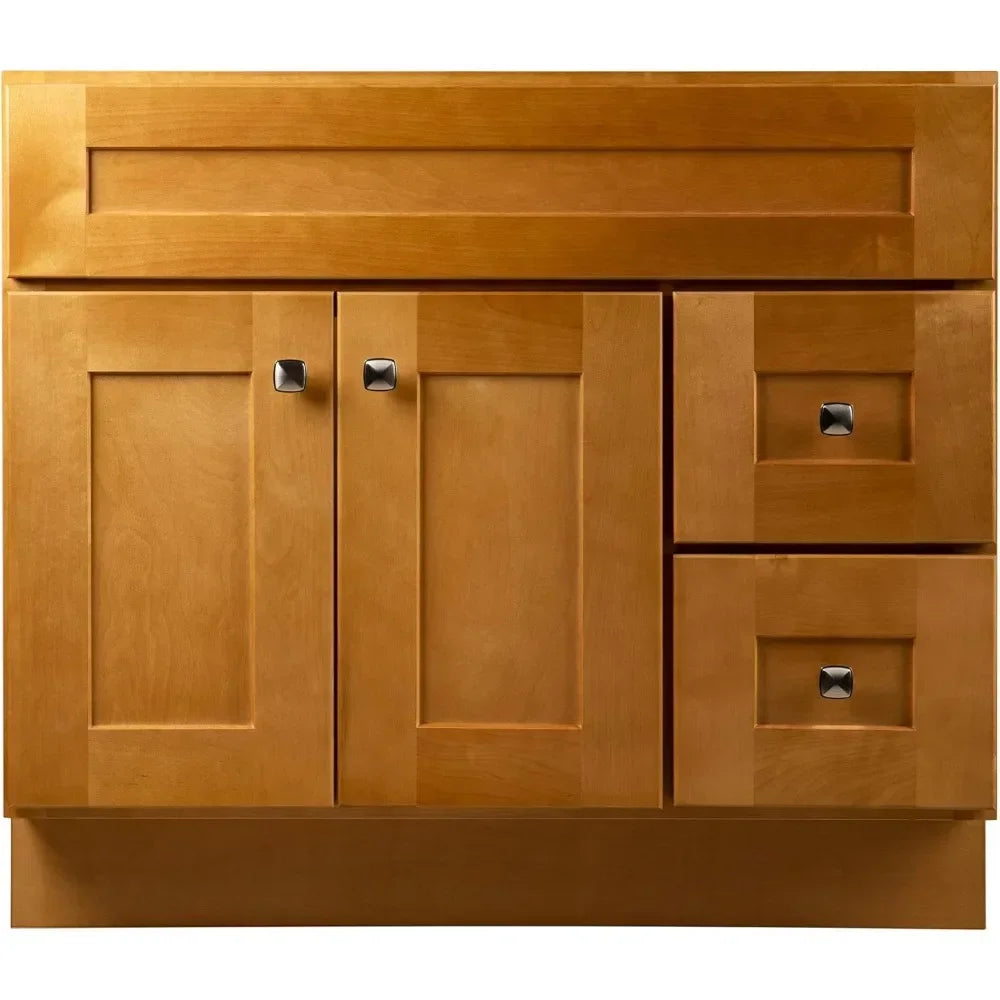 Brookings 36" Bathroom Vanity Cabinet in Modern Birch – Solid Wood, Soft-Close Hinges, Ready to Assemble