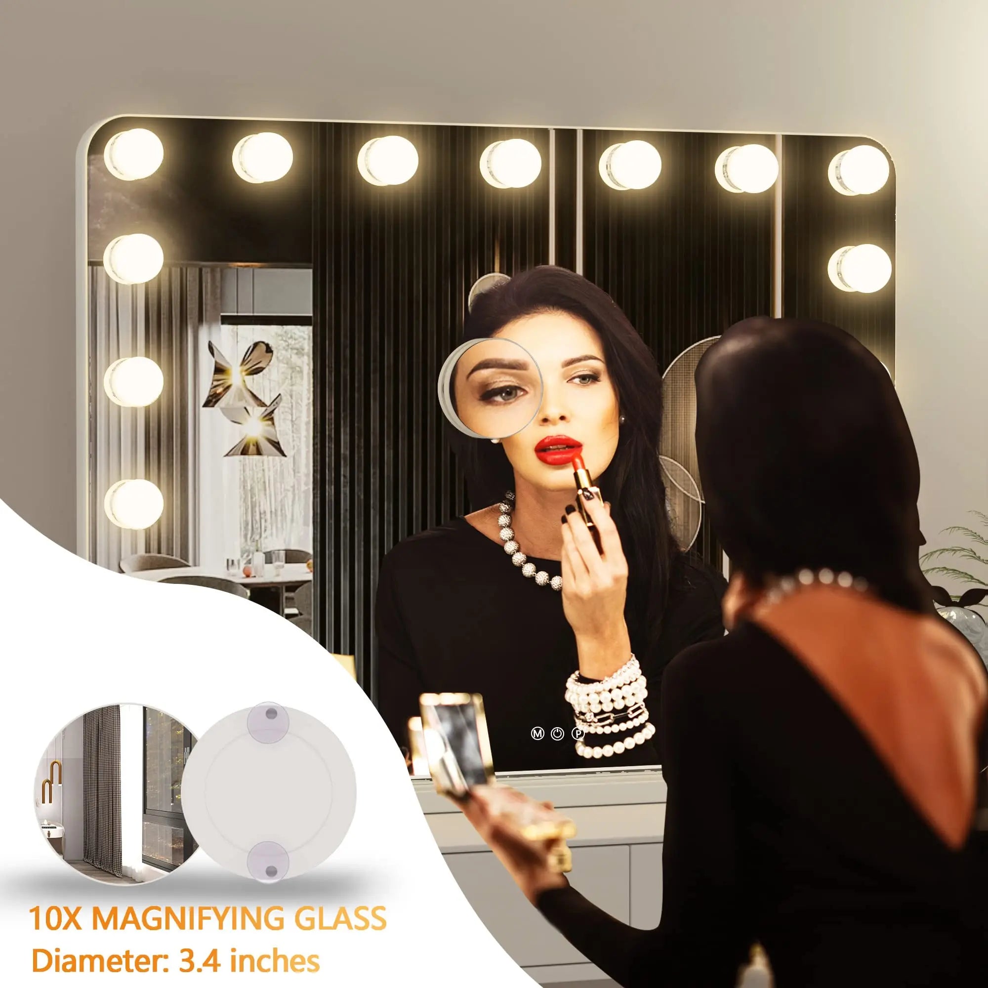 Vanity Mirror with Lights – 31.5" x 23.6" Hollywood Makeup Mirror, 17 Dimmable Bulbs, 10X Magnification, UL Certified