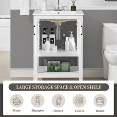 24" Freestanding Bathroom Vanity with Sink and Open Shelf