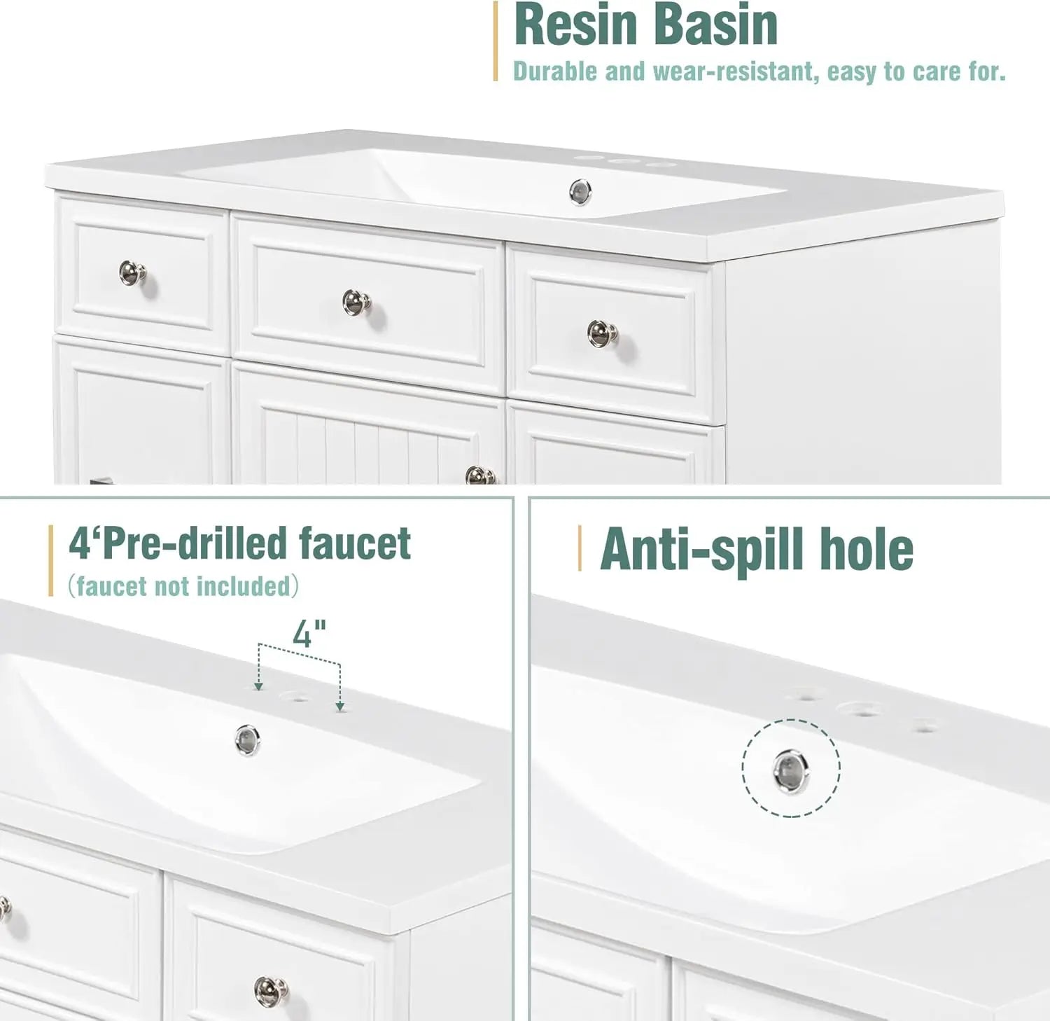 36" Bathroom Vanity with Sink Top Set – Bathroom Storage Cabinet with Soft-Close Doors and Drawers
