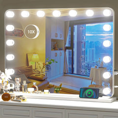 Vanity Mirror with Lights – 31.5" x 23.6" Hollywood Makeup Mirror, 17 Dimmable Bulbs, 10X Magnification, UL Certified