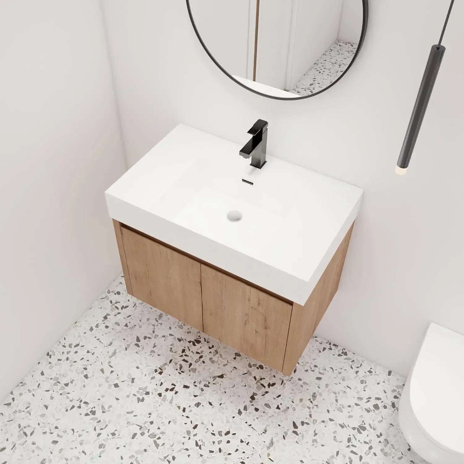 48-Inch Floating Bathroom Vanity with Resin Sink – Wall-Mounted Modern Style