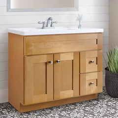 Brookings 36" Bathroom Vanity Cabinet in Modern Birch – Solid Wood, Soft-Close Hinges, Ready to Assemble