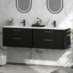 30" Floating Bathroom Vanity with Sink – Wall Mounted Cabinet with 2 Soft-Close Drawers & Modern Metal Handles