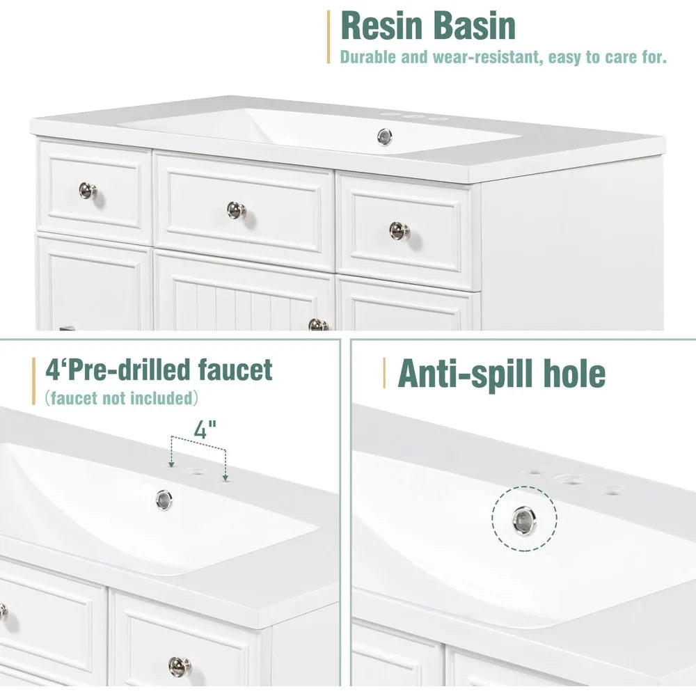 Merax 36" Bathroom Vanity Cabinet with Sink – Soft-Close Door & Drawer, Solid Wood Shaker Design