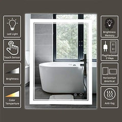 36"x28" LED Bathroom Vanity Mirror – Wall-Mounted, Dimmable with Anti-Fog & Touch Control