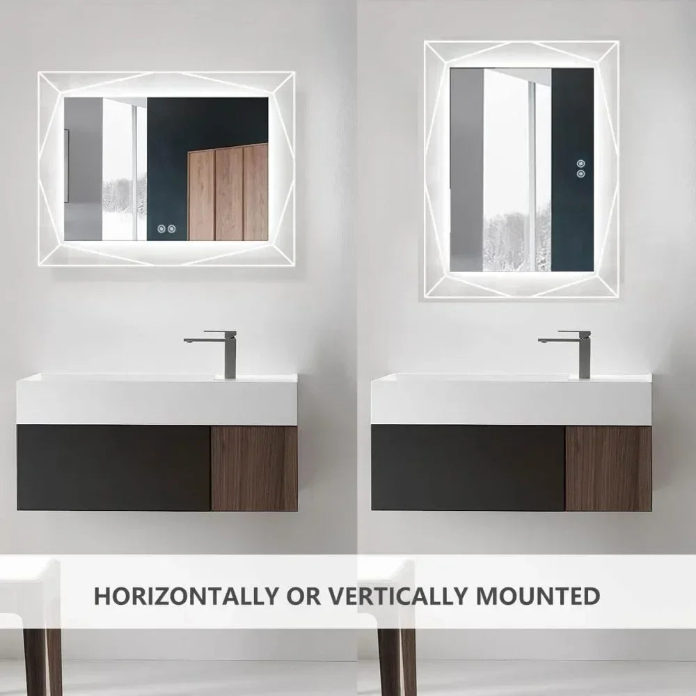 48"x28" LED Bathroom Mirror with Bluetooth & Anti-Fog – Wall-Mounted Lighted Vanity Mirror