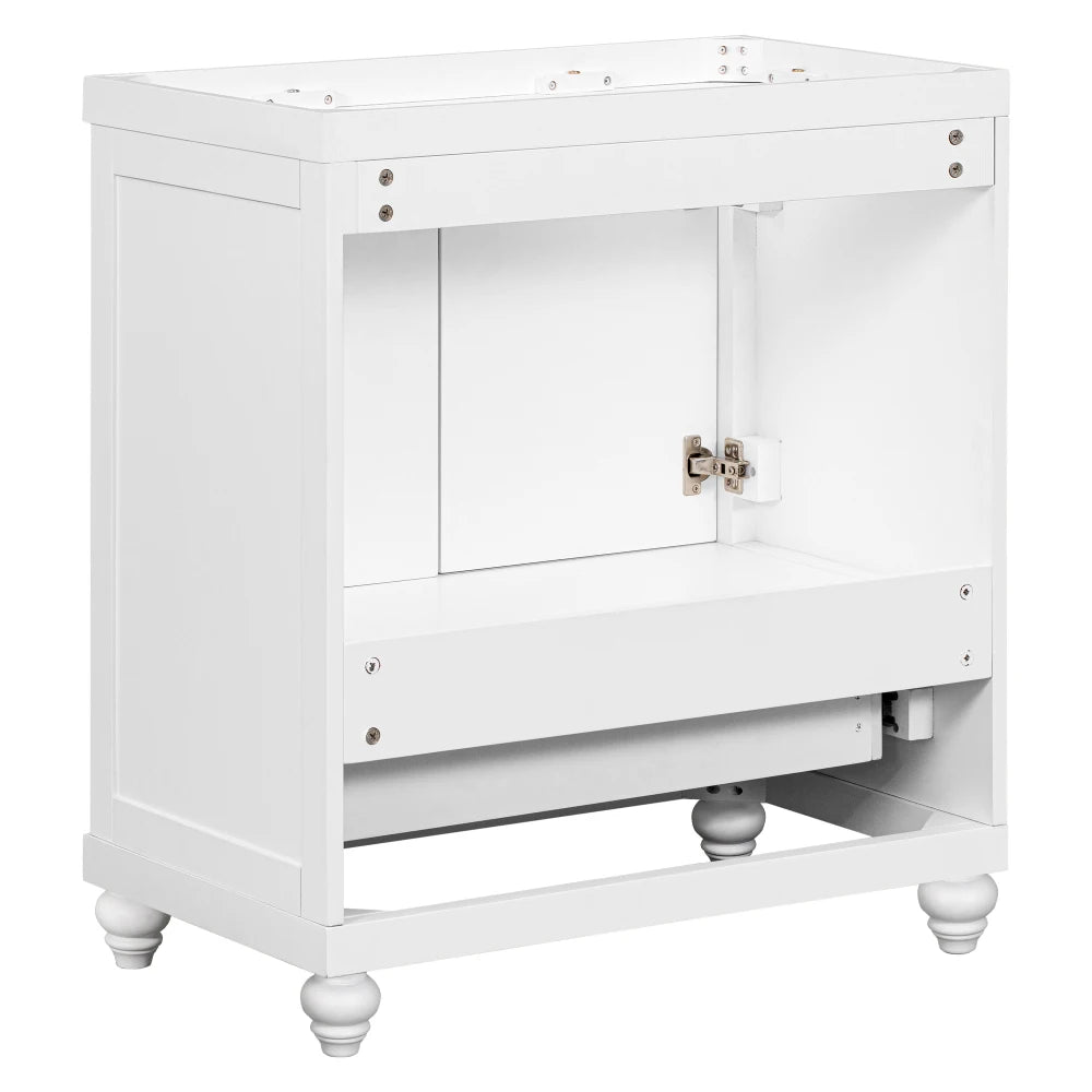30" White Bathroom Vanity with Sink Combo | Freestanding Cabinet with Drawer & Doors | Solid Wood Frame & MDF Board